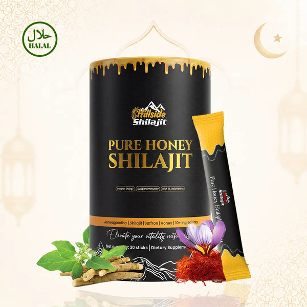 Honey Shilajit Sticks GOLD+ dengan Saffron & Ashwagandha, 30 Stick 8g